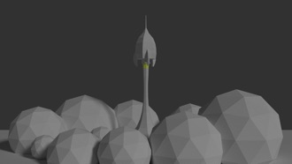 Rakete, Low Poly Modell (Christian Scholz)